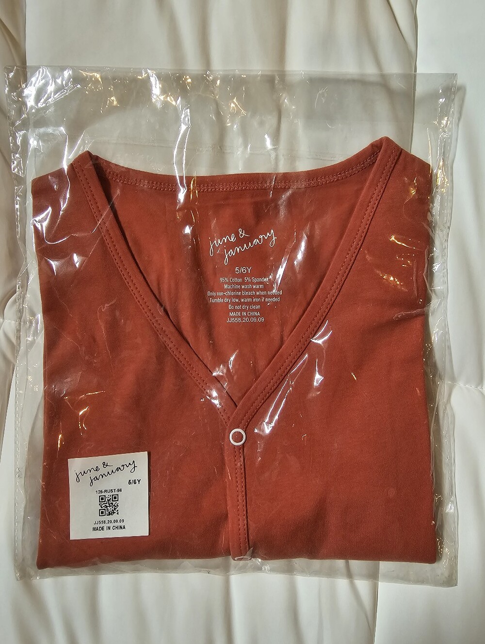 June & January Youth Snap Cardigan Top | Rust Terracotta | Size 5/6Y